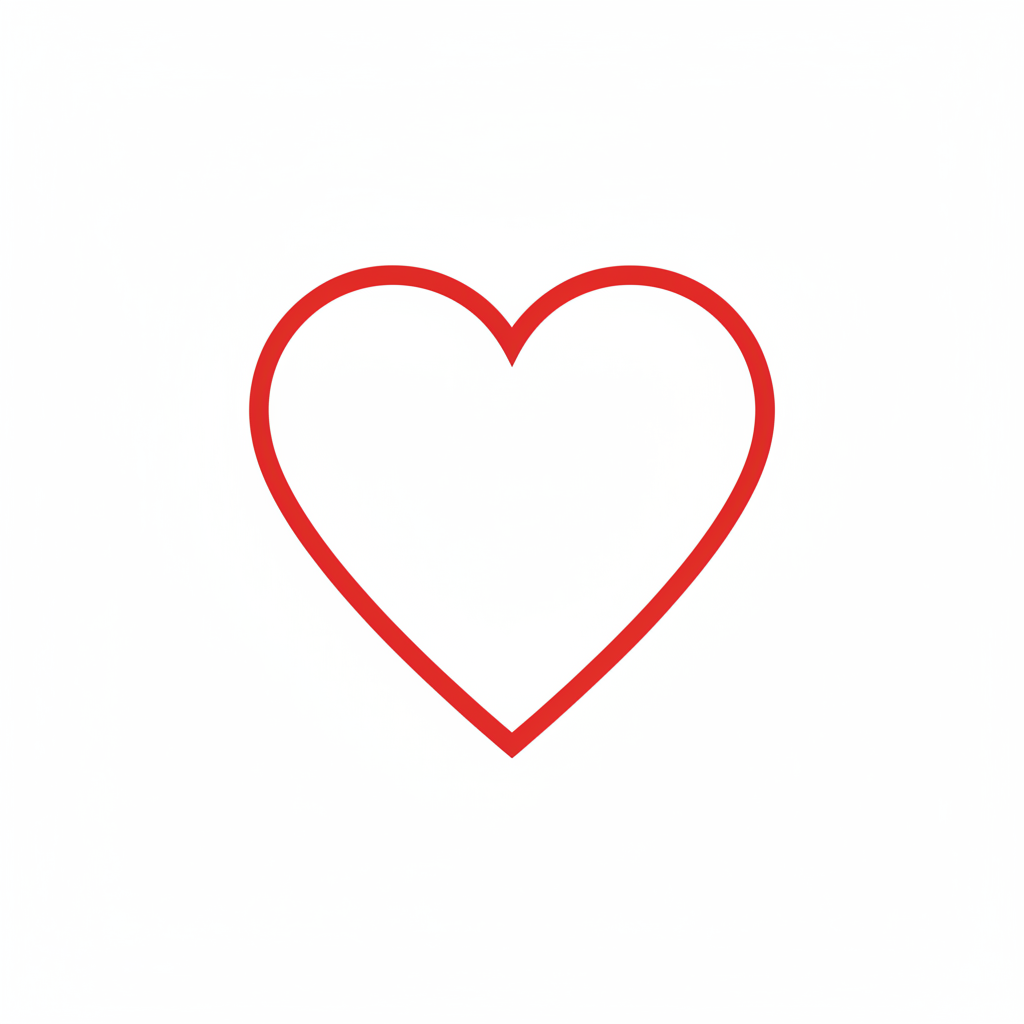 coeur blanc avec le tour en rouge